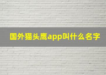 国外猫头鹰app叫什么名字