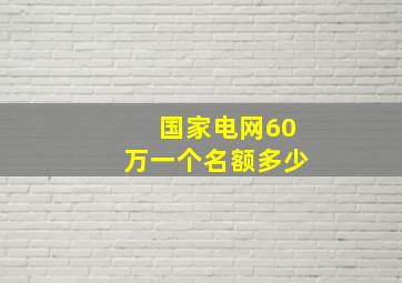 国家电网60万一个名额多少