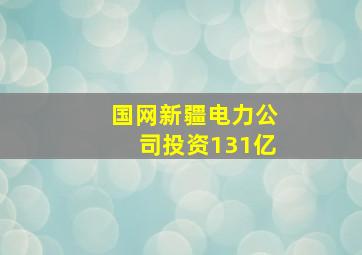 国网新疆电力公司投资131亿