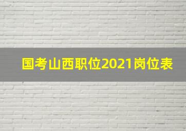 国考山西职位2021岗位表