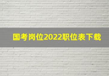 国考岗位2022职位表下载