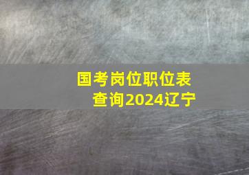 国考岗位职位表查询2024辽宁