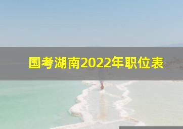 国考湖南2022年职位表