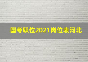 国考职位2021岗位表河北