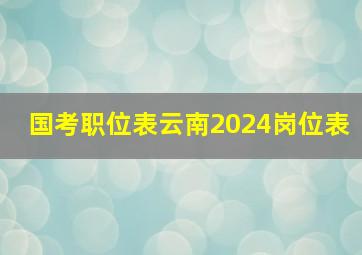 国考职位表云南2024岗位表