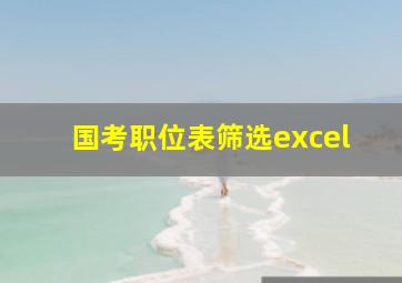 国考职位表筛选excel