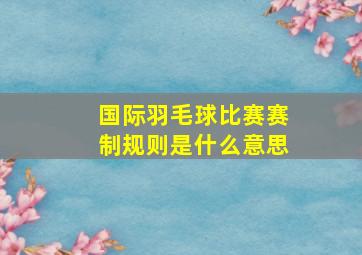 国际羽毛球比赛赛制规则是什么意思