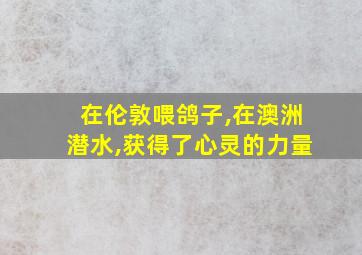 在伦敦喂鸽子,在澳洲潜水,获得了心灵的力量