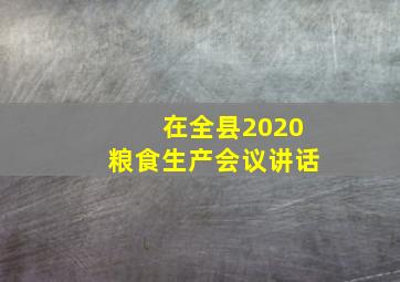 在全县2020粮食生产会议讲话