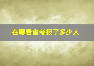 在哪看省考报了多少人