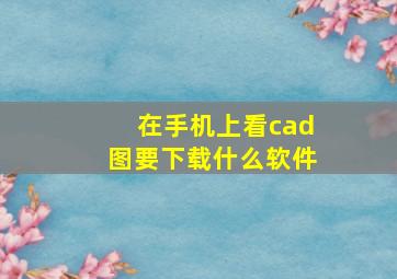 在手机上看cad图要下载什么软件