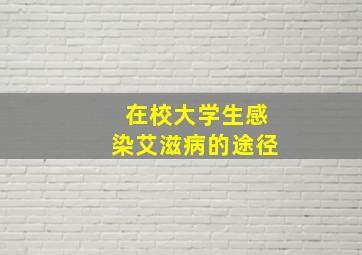 在校大学生感染艾滋病的途径