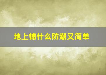 地上铺什么防潮又简单