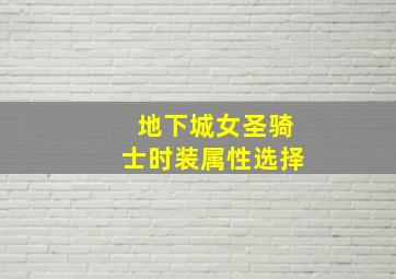 地下城女圣骑士时装属性选择