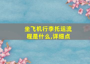 坐飞机行李托运流程是什么,详细点