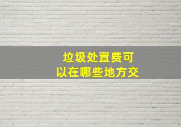 垃圾处置费可以在哪些地方交