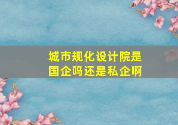 城市规化设计院是国企吗还是私企啊