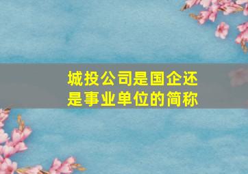 城投公司是国企还是事业单位的简称