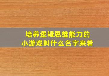 培养逻辑思维能力的小游戏叫什么名字来着