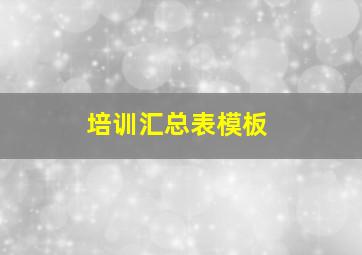 培训汇总表模板