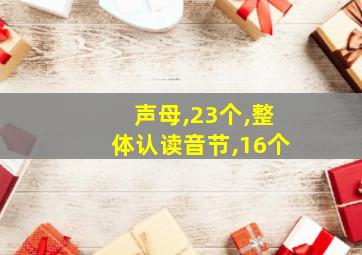 声母,23个,整体认读音节,16个