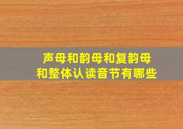 声母和韵母和复韵母和整体认读音节有哪些