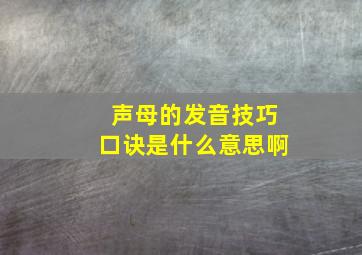 声母的发音技巧口诀是什么意思啊