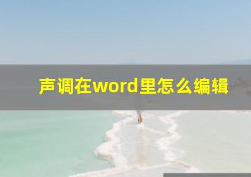 声调在word里怎么编辑