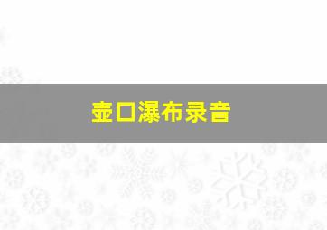 壶口瀑布录音