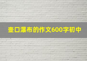 壶口瀑布的作文600字初中