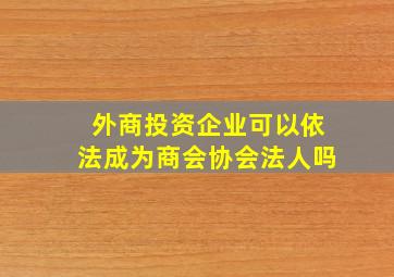 外商投资企业可以依法成为商会协会法人吗