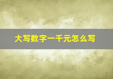 大写数字一千元怎么写