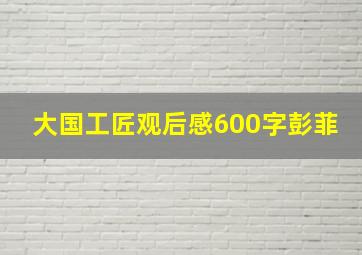 大国工匠观后感600字彭菲