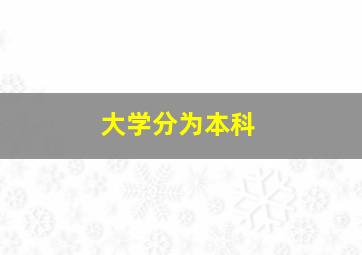 大学分为本科