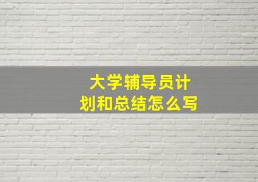 大学辅导员计划和总结怎么写