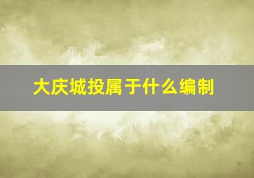 大庆城投属于什么编制