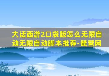 大话西游2口袋版怎么无限自动无限自动脚本推荐-琵琶网