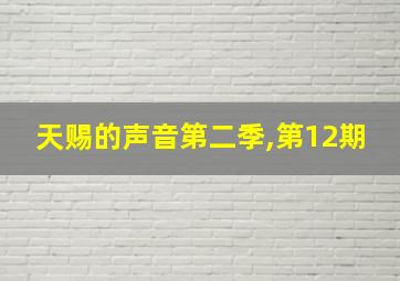 天赐的声音第二季,第12期