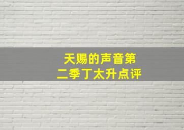 天赐的声音第二季丁太升点评