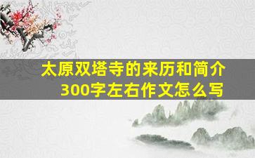 太原双塔寺的来历和简介300字左右作文怎么写