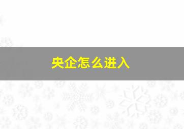 央企怎么进入