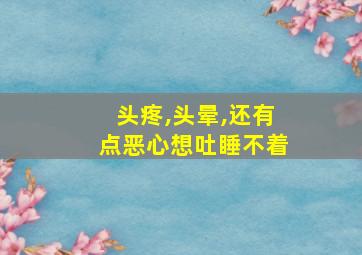 头疼,头晕,还有点恶心想吐睡不着