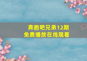 奔跑吧兄弟12期免费播放在线观看