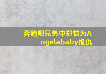 奔跑吧兄弟中郑恺为Angelababy报仇