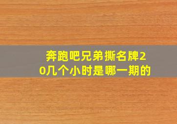 奔跑吧兄弟撕名牌20几个小时是哪一期的