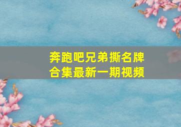 奔跑吧兄弟撕名牌合集最新一期视频