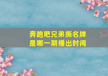 奔跑吧兄弟撕名牌是哪一期播出时间