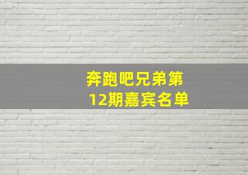 奔跑吧兄弟第12期嘉宾名单