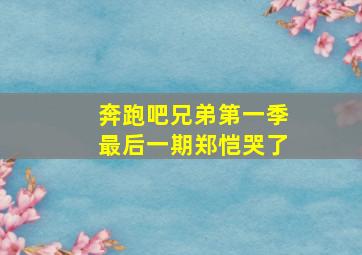 奔跑吧兄弟第一季最后一期郑恺哭了