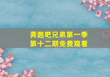 奔跑吧兄弟第一季第十二期免费观看